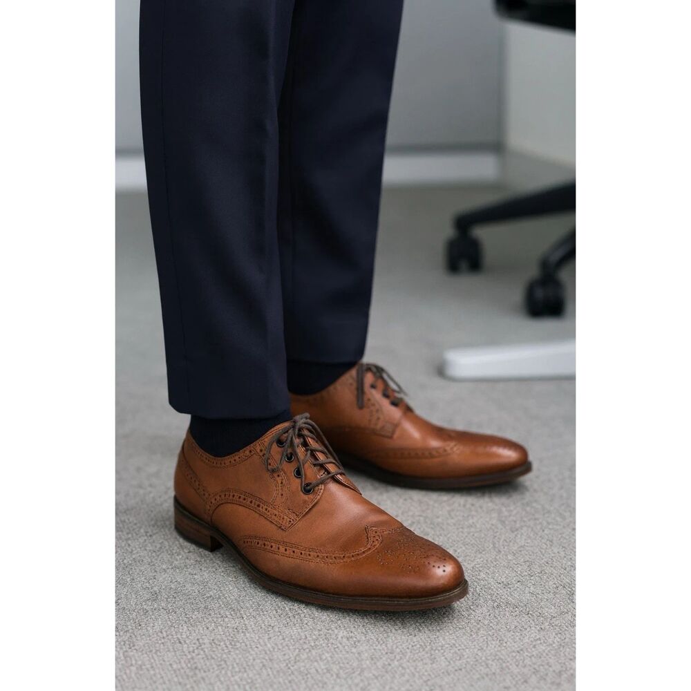 Broletto Bartolomeo Mens Wingtip Oxford Brown Dress Shoes Sz 10 Italian Preppy